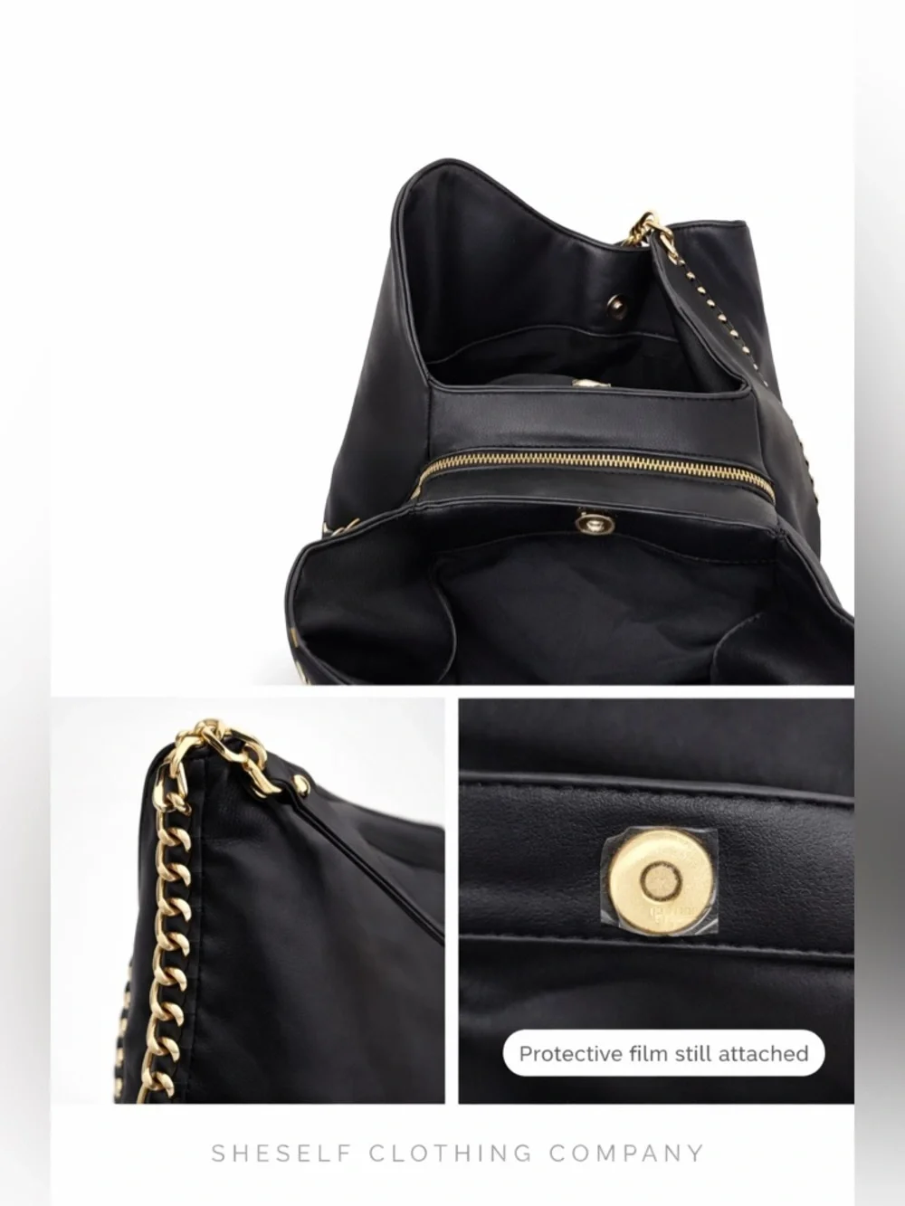 Bebe Colette Triple Entry Black Hobo Bag